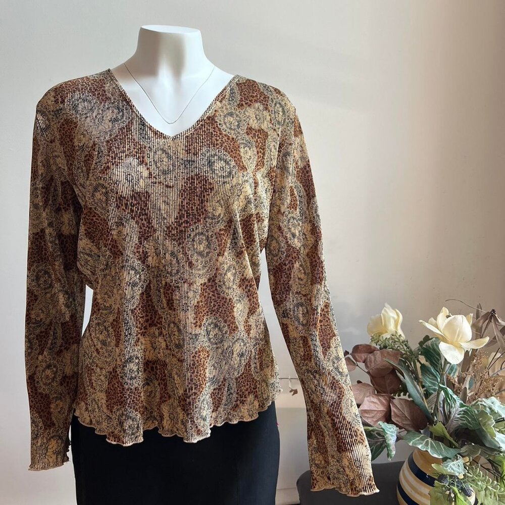 Cheetah Print Y2K Long Sleeve Blouse